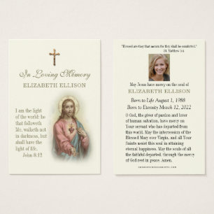 Vintage Jesus Scripture Funeral Prayer Card