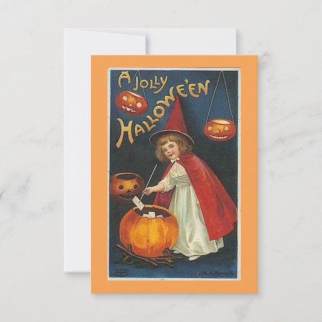Vintage Jolly Halloween Bruja y calabazas (Anverso)