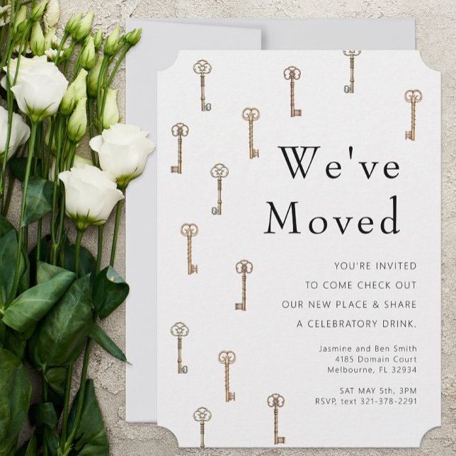 Vintage Keys Nueva Invitación e invitación para el (New Home Announcement & Housewarming Party )
