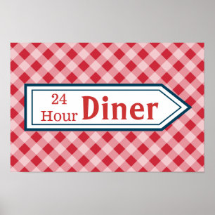 Vintage Kitchen Diner Rótulo Poster de arte