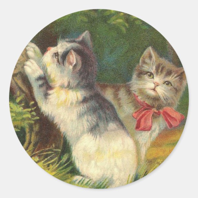 Vintage Kitten Pegatinas (Anverso)