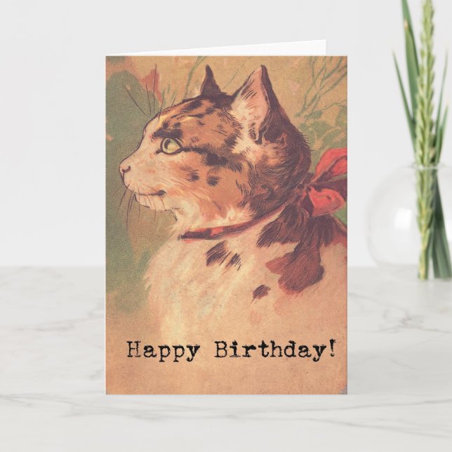 Vintage Kitty, tarjeta de cumpleaños feliz (Anverso)