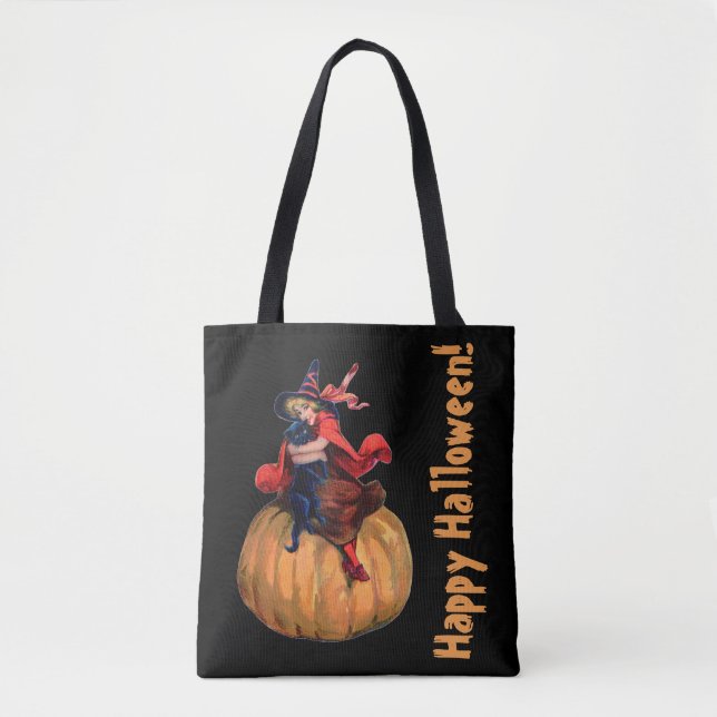 Vintage/la bolsa de asas retra de Halloween (Anverso)