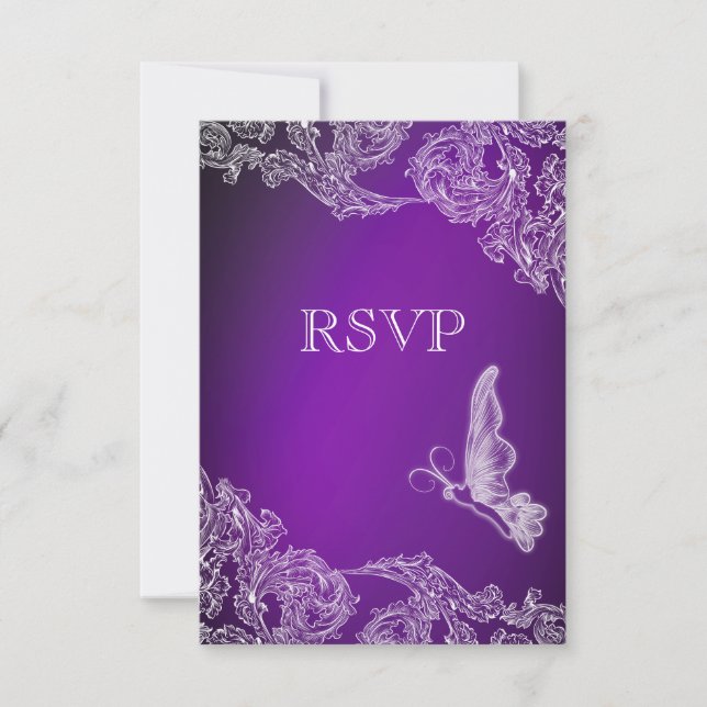 VINTAGE LACE & BUTTERFLIES PURPLE OMBRÉ RSVP (Anverso)