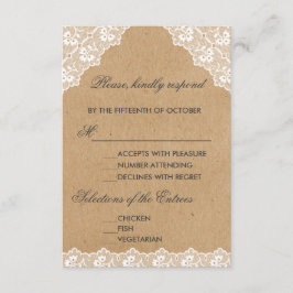 Vintage Lace Craft Paper Wedding RSVP