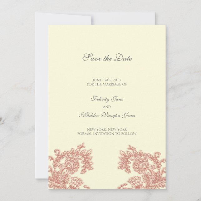 Vintage Lace Guardar la tarjeta de fecha (Anverso)