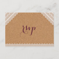 Vintage Lace Wine Cork Wedding RSVP