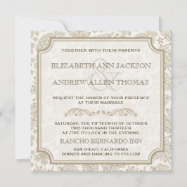 Vintage Lacy deja la invitación a la boda de otoño