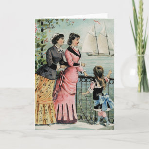 Vintage Ladies, Chica, Tarjeta de saludo de barco