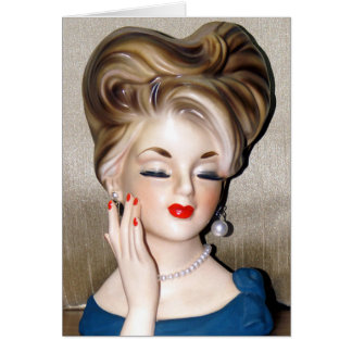 Vintage Lady Head Vase Model Glamorous Tarjeta de 