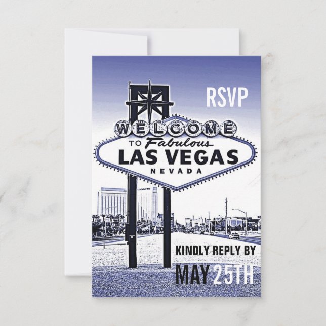 Vintage Lavender Blue Las Vegas Wedding RSVP (Anverso)
