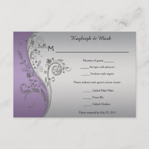 Vintage Lavender Purple Silver Floral RSVP