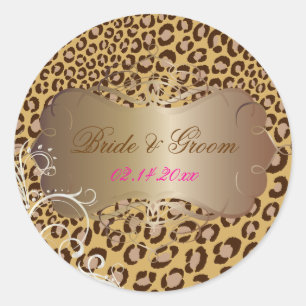 Vintage Leopard perla gira pegatinas de bodas
