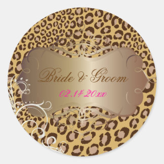 Vintage Leopard perla gira pegatinas de bodas