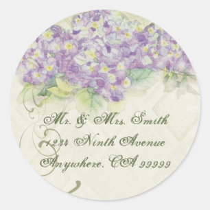 Vintage Lilac Hydrangea - Boda Pegatinas sellantes