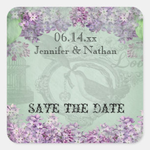 Vintage Lilac Locket Save the Date Pegatinas