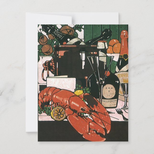 Vintage Lobster Champagne; elegante Fiesta (Anverso)