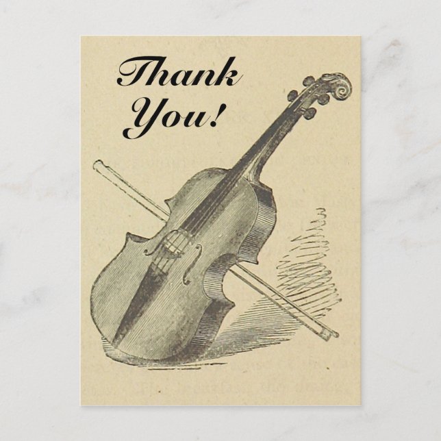 Vintage Look Violin + "¡Gracias!" Postal (Anverso)