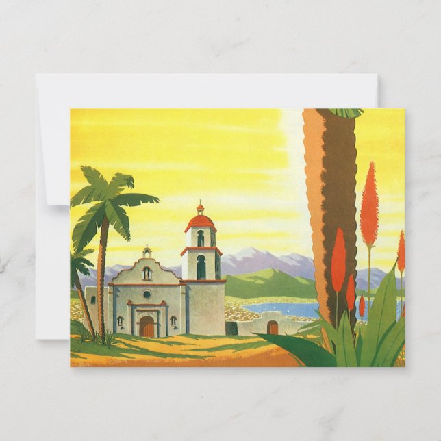 Vintage Los Angeles, California Mission with Palm (Anverso)