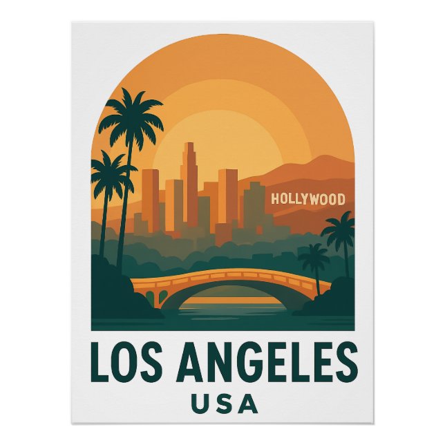 Vintage Los Angeles Travel Poster – Retro USA (Anverso)
