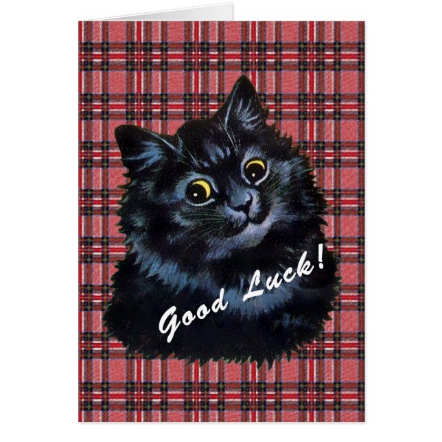 Vintage Louis Wain Lucky Black Cat Card (Frente)