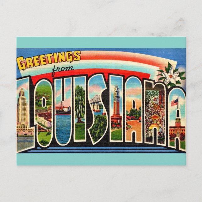 Vintage Louisiana Saludos Postales (Anverso)