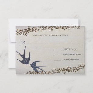 Vintage Love Birds Boda de la Marina RSVP