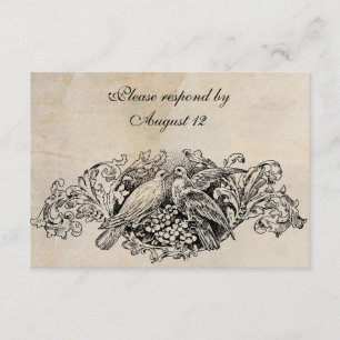 Vintage Lovebirds RSVP con sobres