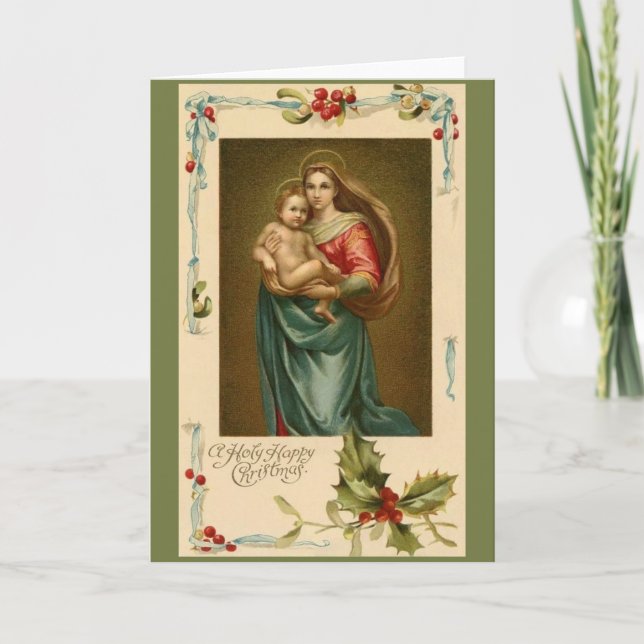 Vintage Madonna y tarjeta de felicitación para Nav (Anverso)
