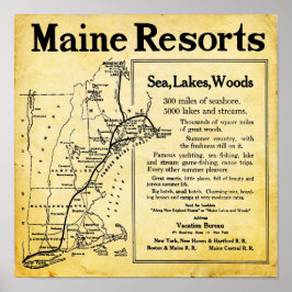 Vintage Maine Resorts Con Impresiones De Mapa