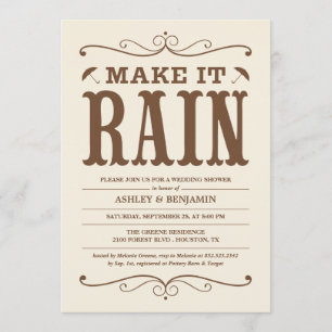 Vintage Make it Rain Wedding Shower Invitaciones