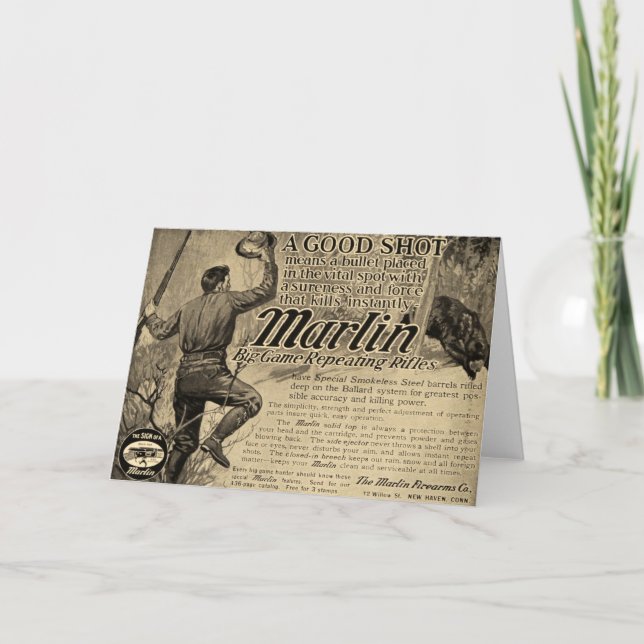 Vintage Marlin Firearms Tarjeta de felicitación pa (Anverso)