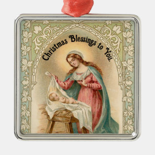 Vintage Mary Con Jesús Ornamento