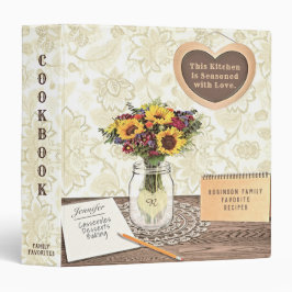 Vintage Mason Jar con Heart and Daisies Cookbook