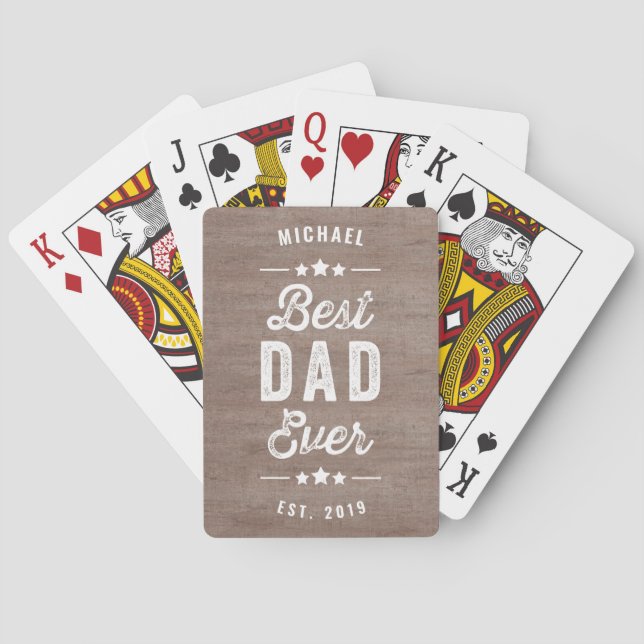 Vintage Mejor Papá Personalizado Jugando Cartas (Reverso)