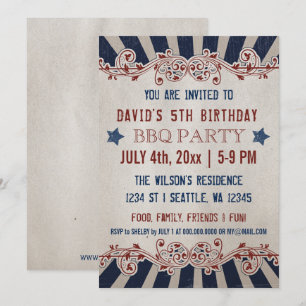 Vintage Memorial Day Birthday Party Invitaciones