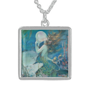Vintage Mermaid Pearl Sterling Silver collar