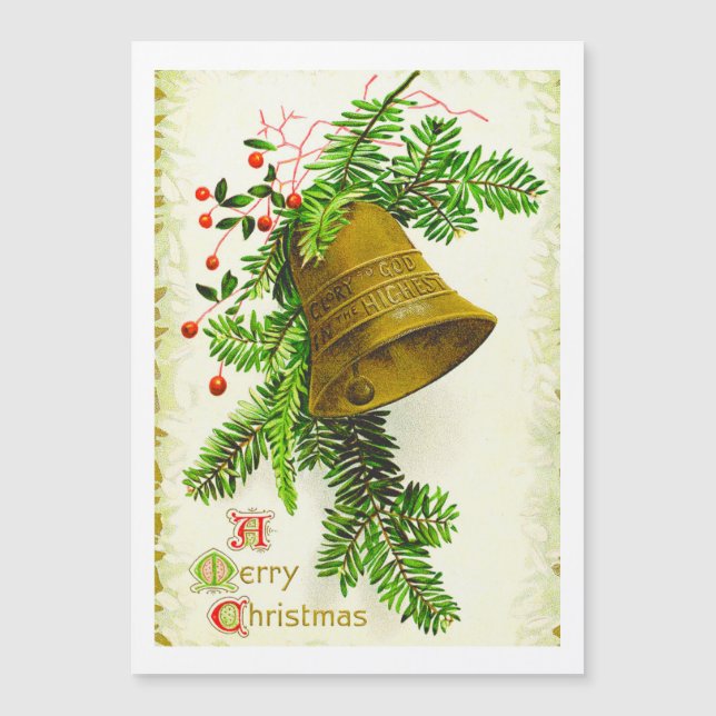 Vintage Merry Christmas Bell Holiday Card (Anverso)
