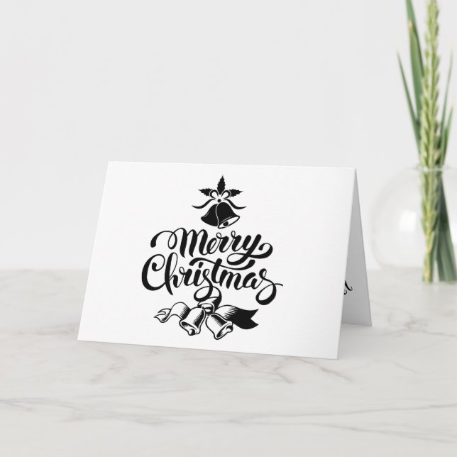 Vintage Merry Christmas Bells Doble tarjeta de vac (Anverso)