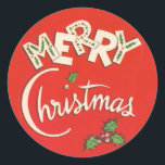 Vintage Merry Christmas Pegatina<br><div class="desc">Vintage Merry Christmas Pegatina</div>