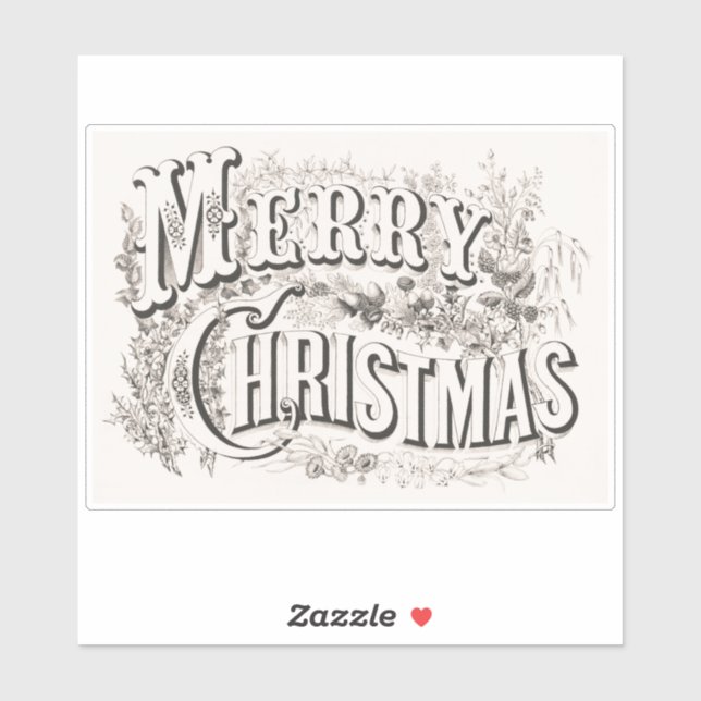 VINTAGE MERRY CHRISTMAS PEGATINA TRANSPARENTE (Hoja)