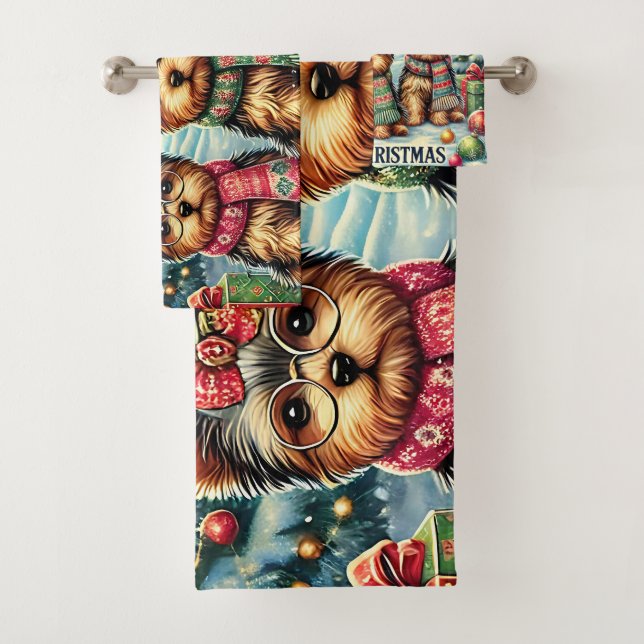 Vintage Merry Christmas Terrier Yorskhire Yorkie (In situ)