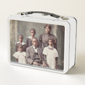 Vintage Metalizado Lunch Box Victorian Black Famil