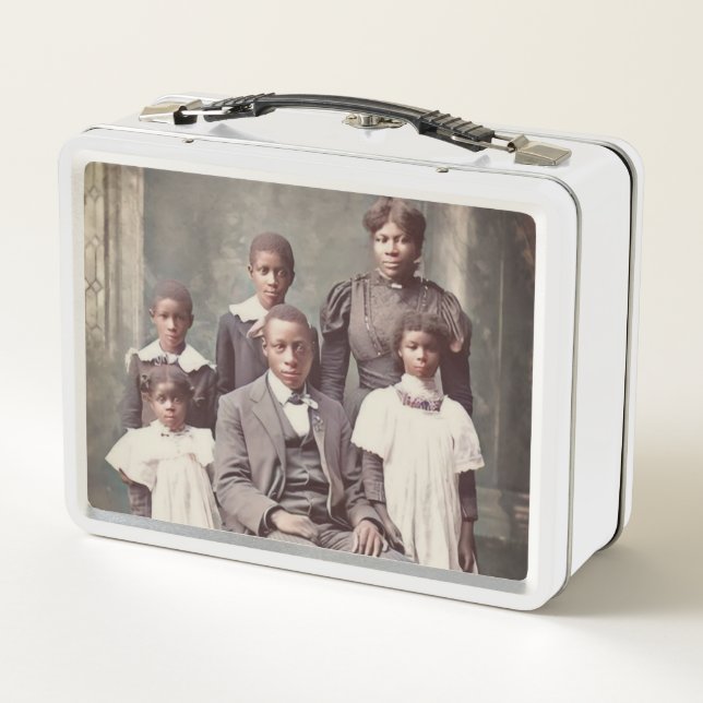 Vintage Metalizado Lunch Box Victorian Black Famil (Reverso)