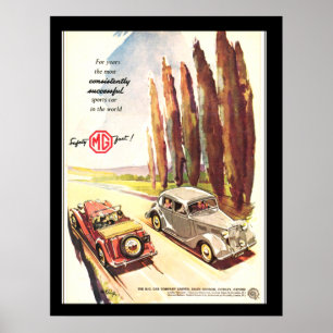 Vintage MG Carros Transporte Poster impresión