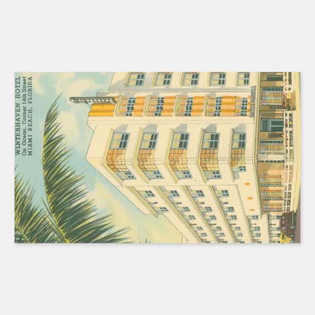 Vintage Miami Art Deco Rectangle Pegatinas (Anverso)