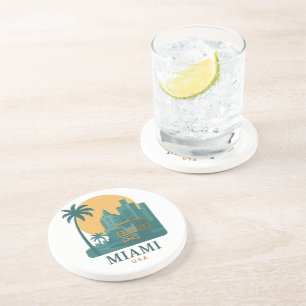 Vintage Miami USA Posavasos – Silueta Retro de la 