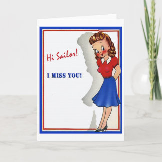 ¡Vintage Military Hi Sailor! ¡Te Extraño! Tarjeta