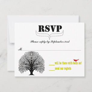 Vintage Modern Cute Swirl Tree Wedding RSVP