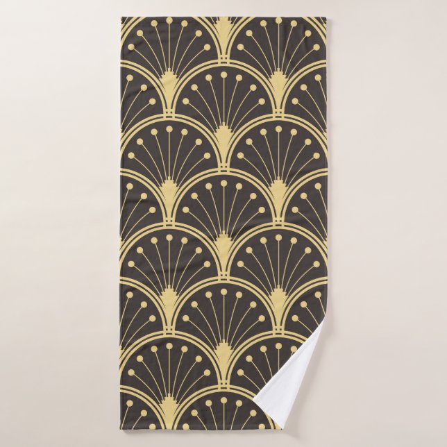 vintage modern geometric tiles pattern. golden lin (Toalla de baño)